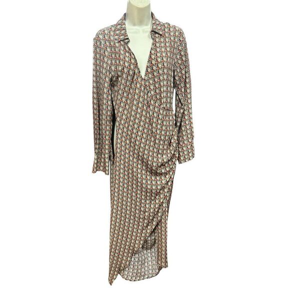 Le Superbe Faux Wrap Dress in Geometric Print NWT Size 4 - Picture 1 of 5